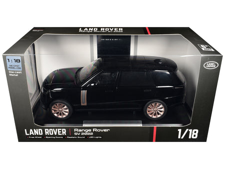 2022 Land Rover Range Rover SV Black Metallic with Moonroof 1/18 Diecast Model Car by Heimanba