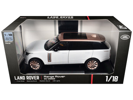 2022 Land Rover Range Rover SV White Metallic with Rose Gold Top and Moonroof 1/18 Diecast Model Car by Heimanba