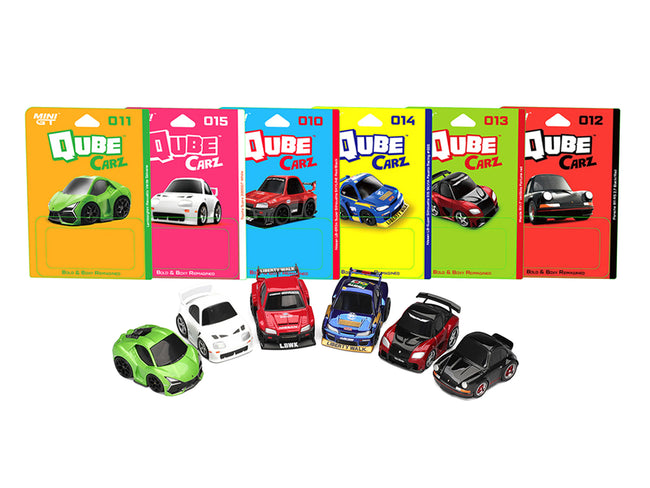 "QubeCarz" Series #3 Set of 6 pieces 1/64 Diecast Model Cars by Mini GT