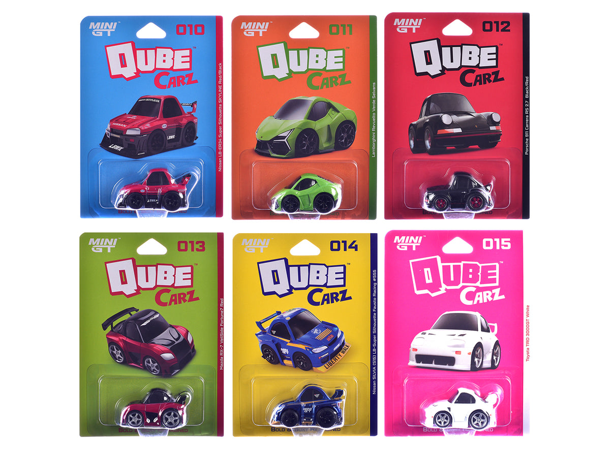 "QubeCarz" Series #3 Set of 6 pieces 1/64 Diecast Model Cars by Mini GT