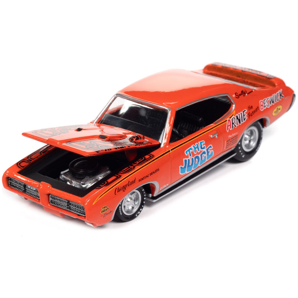 1969 Pontiac GTO Orange with Graphics "The Judge - Arnie 'The Farmer' Beswick" "Racing Champions Mint 2023" Release 1 Limited Edition to 2500 pieces Worldwide 1/64 Diecast Model Car by Racing Champions