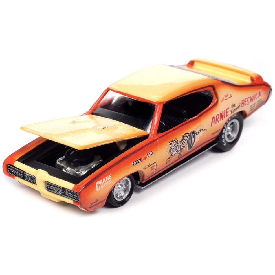 1969 Pontiac GTO Orange and Cream Fade with Graphics "Arnie 'The Farmer' Beswick" "Racing Champions Mint 2023" Release 1 Limited Edition to 2500 pieces Worldwide 1/64 Diecast Model Car by Racing Champions