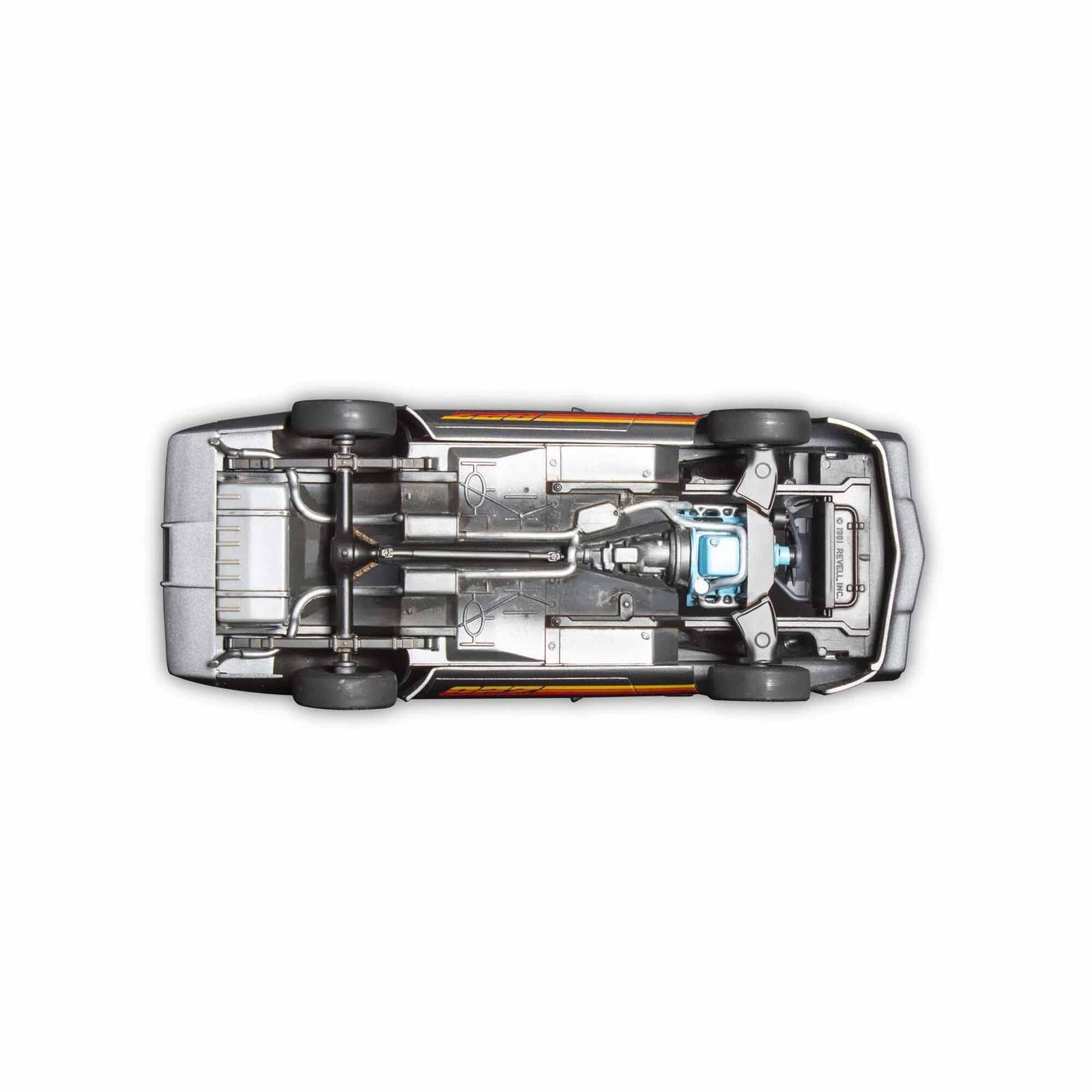 Undercarriage view of silver car, RMX14526_A3_5491BDDR
