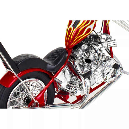 RMX17326 custom chopper motorcycle, red & flame detail