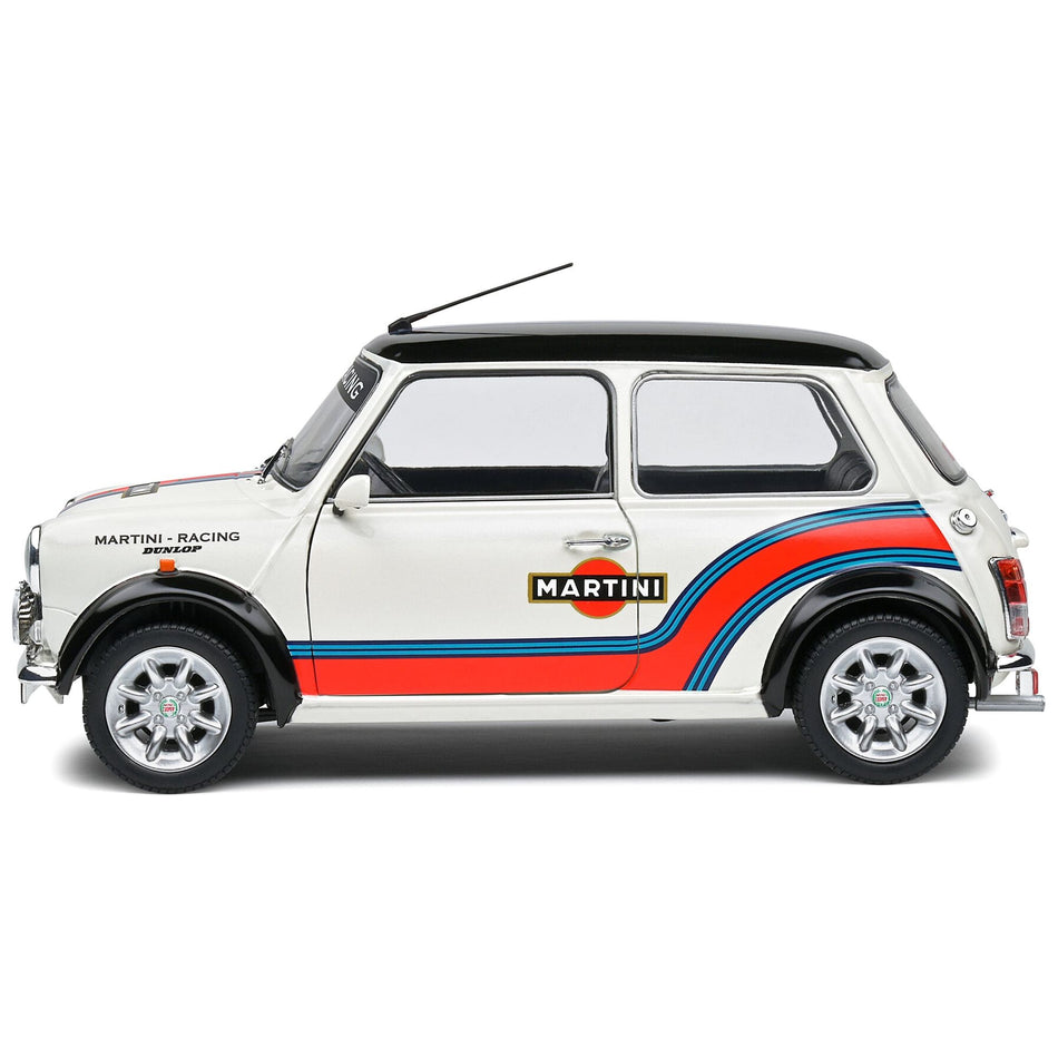 1998 Mini Cooper Sport White Metallic with Black Top and Stripes "Martini Racing" 1/18 Diecast Model Car by Solido