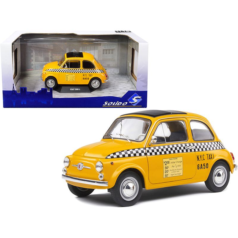 1965 Fiat 500 L "NYC Taxi" New York City Yellow 1/18 Diecast Model Car by Solido