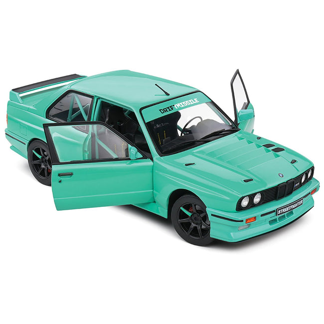 1990 BMW E30 M3 Custom "Drift Missile" Tiffany Blue 1/18 Diecast Model Car by Solido