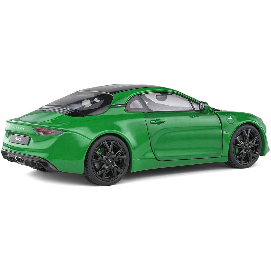 2021 Alpine A110 Pure Vert Jardin Green Metallic with Black Top 1/18 Diecast Model Car by Solido