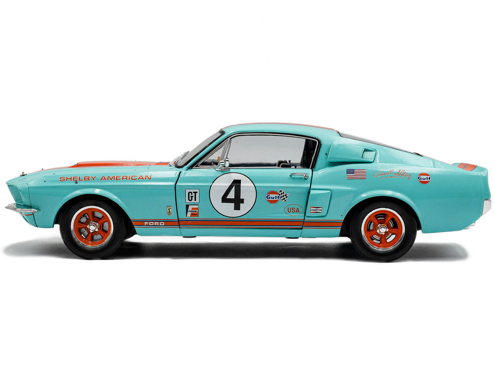 Shelby GT350 model car, blue & orange, #4