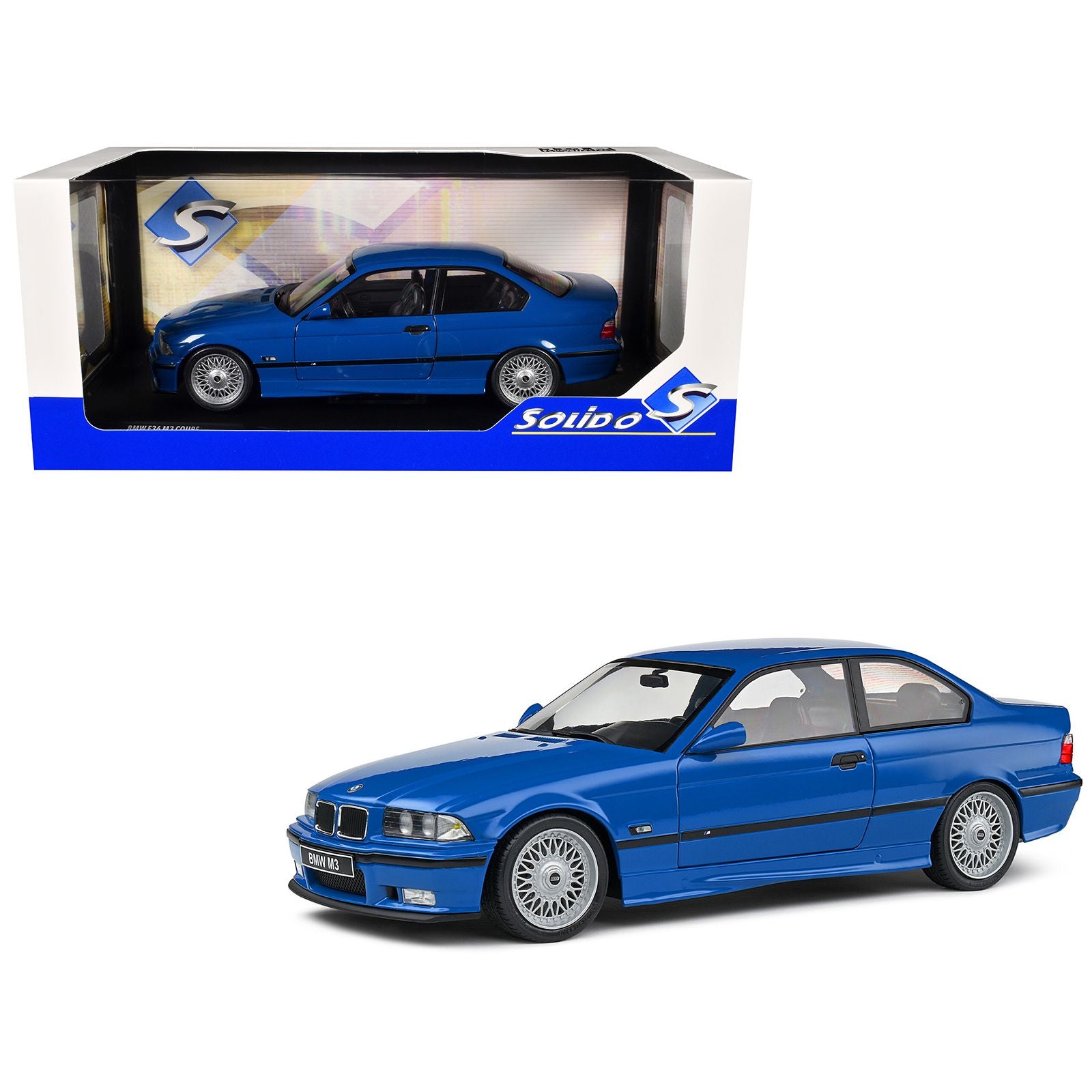 1996 BMW E36 M3 Coupe Santorin Blue 1/18 Diecast Model Car by Solido