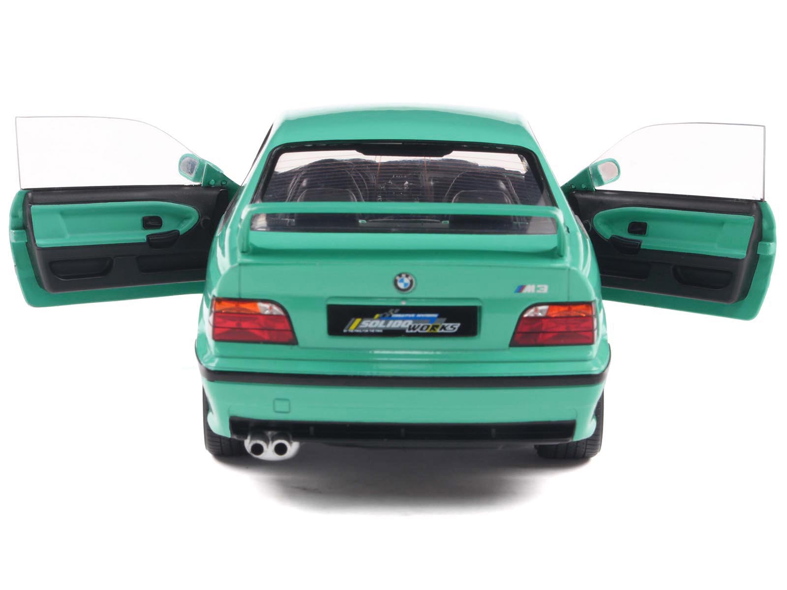 Green BMW M3 model car, doors open (S1803916-5__17855)