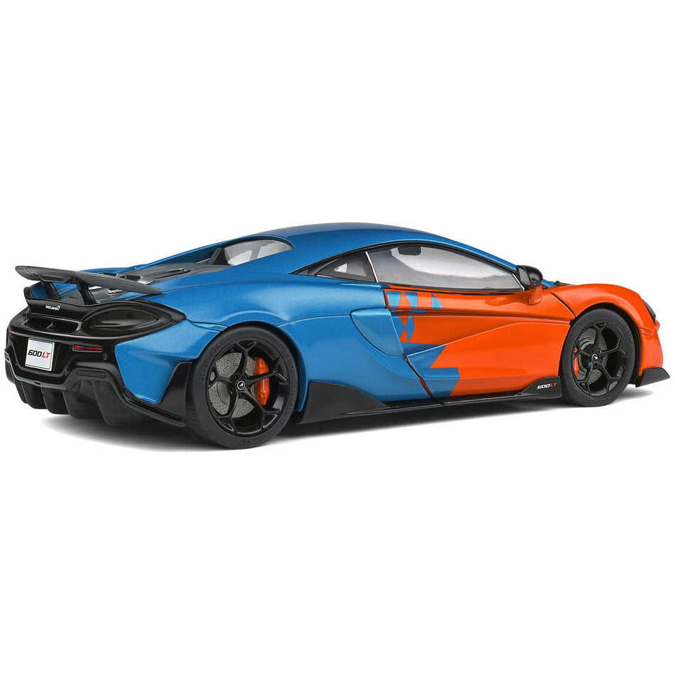 2019 McLaren 600LT Blue Metallic and Orange "Formula One Team Tribute" Livery 1/18 Diecast Model Car by Solido