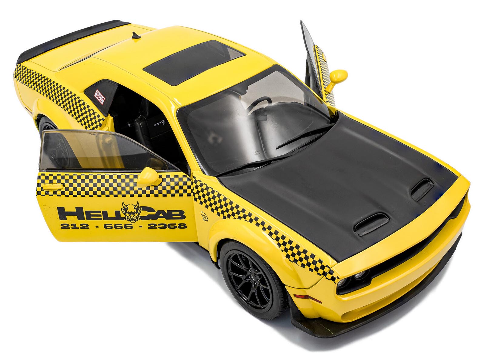 Yellow Hellcab Dodge Challenger model car