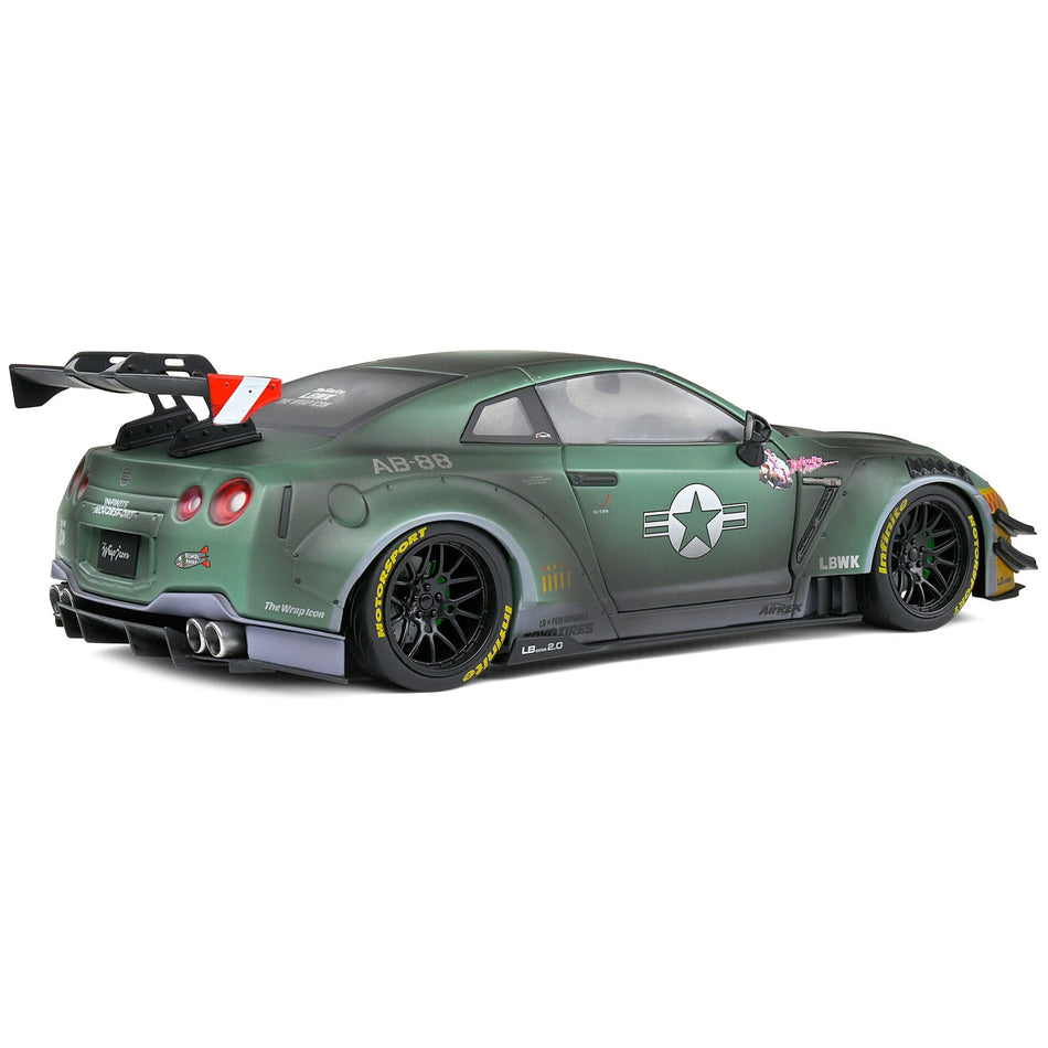 2022 Nissan GT-R (R35) RHD (Right Hand Drive) Liberty Walk 2.0 Body Kit "Army Fighter" "Competition" Series 1/18 Diecast Model Car by Solido