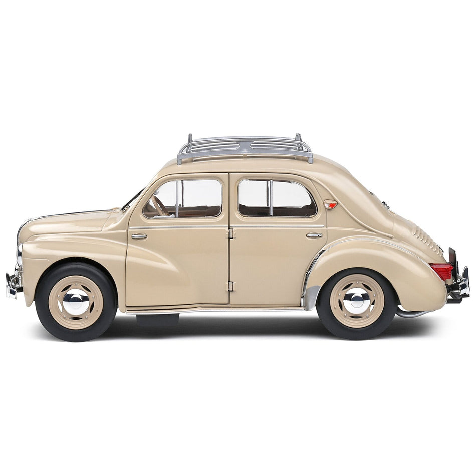 1956 Renault 4CV Beige Tourterelle with Roof Rack 1/18 Diecast Model Car by Solido