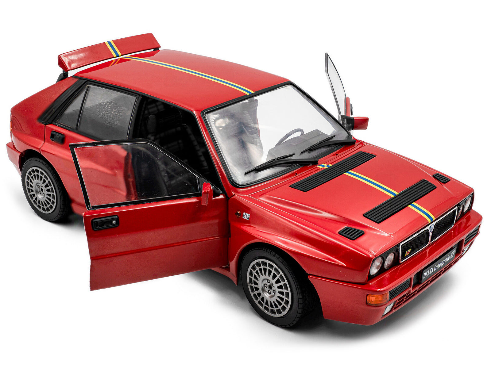 Red Lancia Delta Integrale model car with open doors