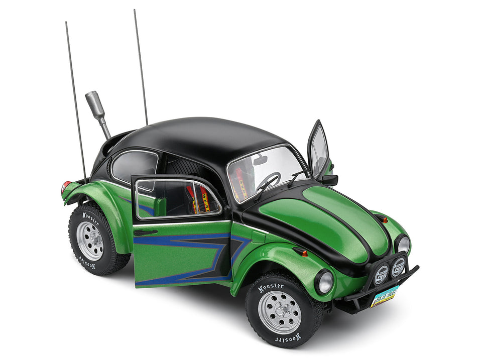 1976 Volkswagen Beetle Baja 1/18 Green Metallic and Black with Graphics 1/18 Diecast Model Car by Solido