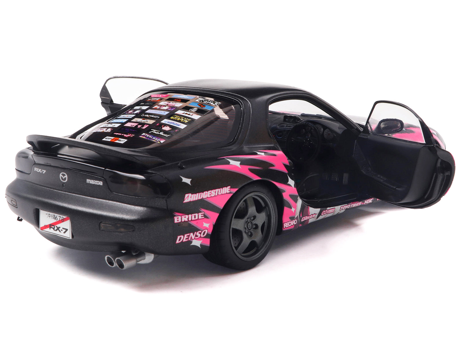 Black Mazda RX-7 with pink graphics, S1810605-5__08797