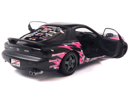 Black Mazda RX-7 with pink graphics, S1810605-5__08797