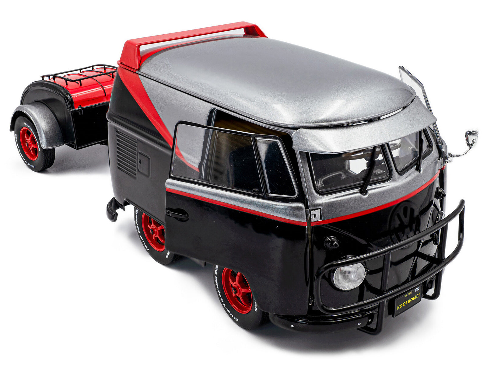 Black & silver VW bus with red trailer - S1810903-2__96948