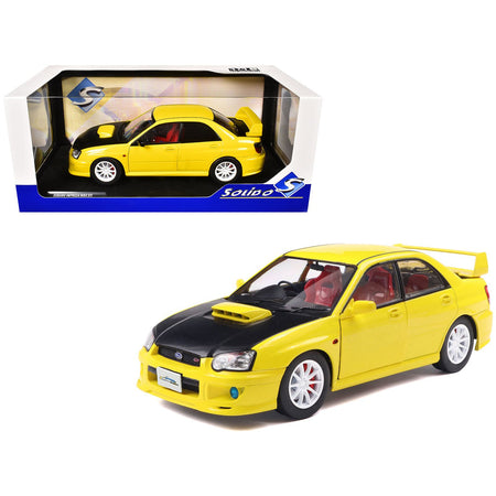 2003 Subaru Impreza WRX STI RHD (Right Hand Drive) Yellow with Carbon Hood 1/18 Diecast Model Car by Solido