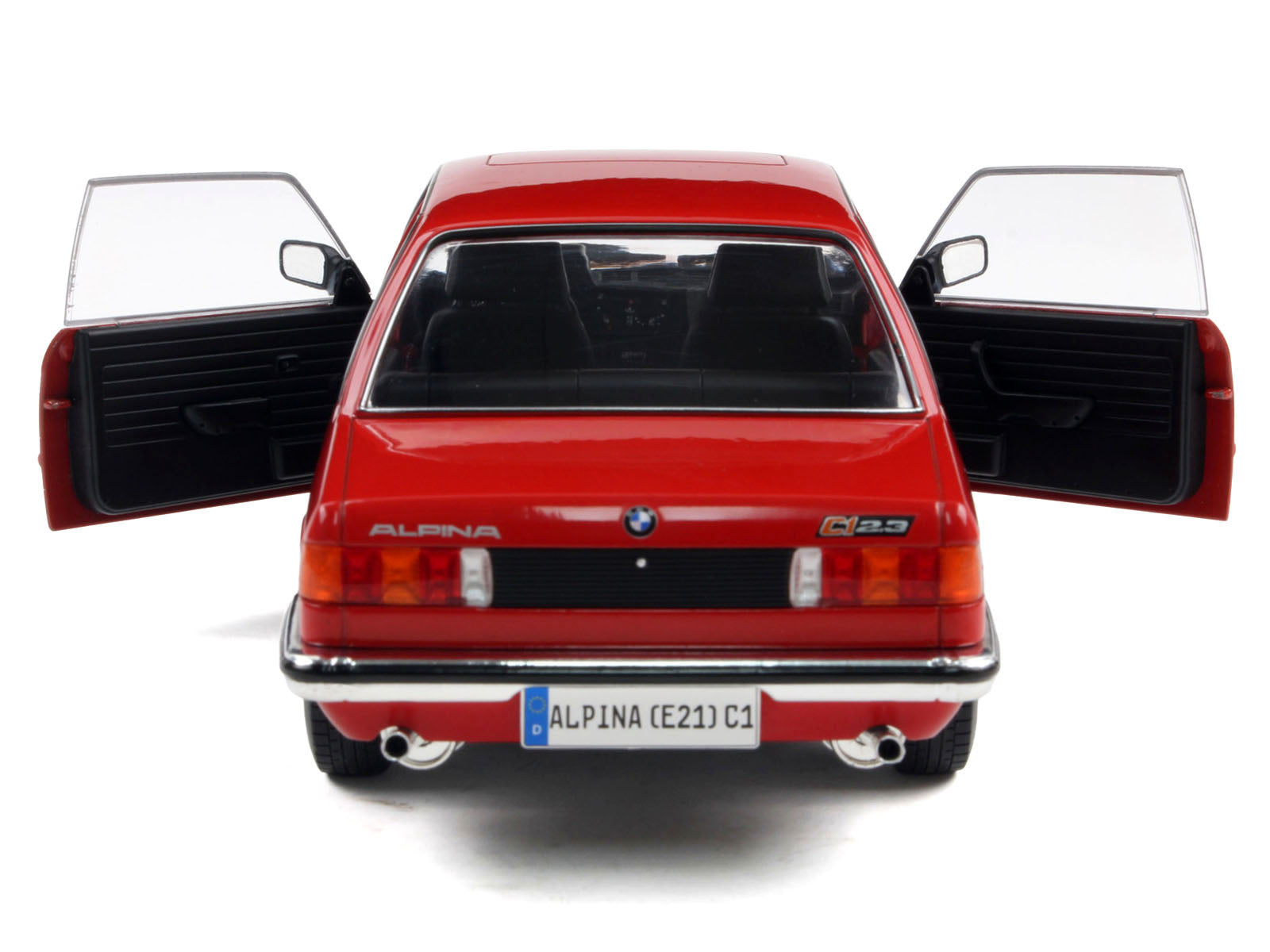 Red Alpina (E21) C1 model car, doors open