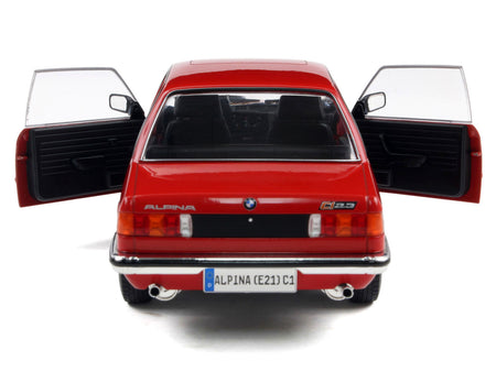Red Alpina (E21) C1 model car, doors open