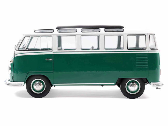 1962 Volkswagen T1 Samba Bus Green and White 1/18 Diecast Model Car by Solido