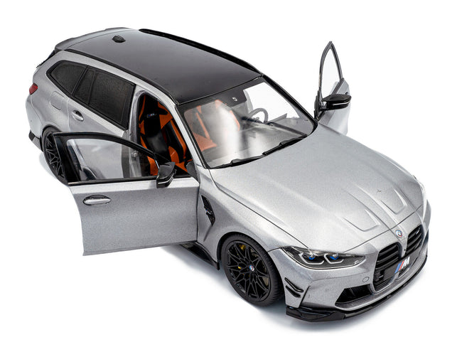 2024 BMW M3 Competition M xDrive Touring Frozen Pure Gray Metallic with Black Top 1/18 Diecast Model Car by Solido
