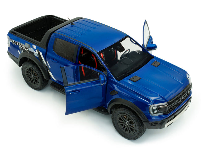 2024 Ford Ranger Raptor Pickup Truck Blue Lightning Metallic 1/18 Diecast Model Car by Solido