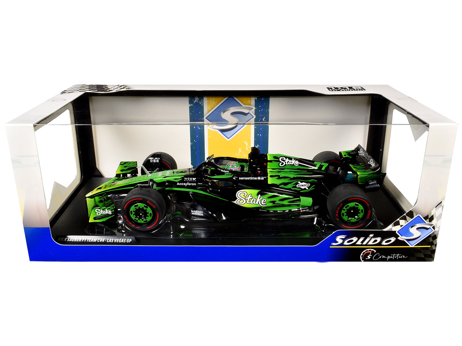 Kick Sauber C44 #77 Valtteri Bottas "Stake F1 Team Kick Sauber" Formula One F1 "Las Vegas GP" (2024) "Competition" Series 1/18 Diecast Model Car by Solido