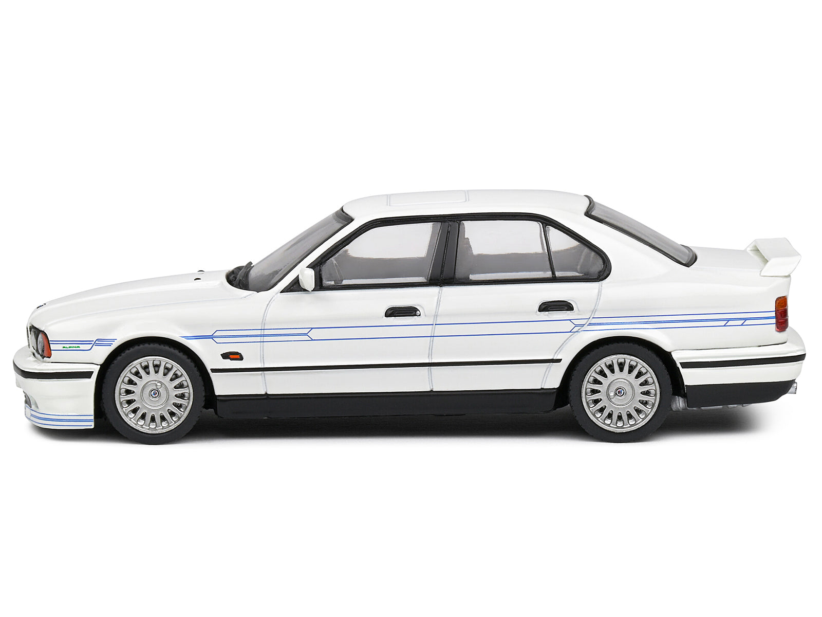 1994 BMW E34 Alpina B10 BiTurbo White with Blue Stripes 1/43 Diecast Model Car by Solido