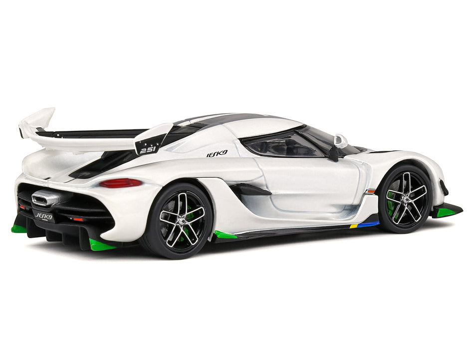 2021 Koenigsegg Jesko Pearl White Metallic with Gray Stripes 1/43 Diecast Model Car by Solido