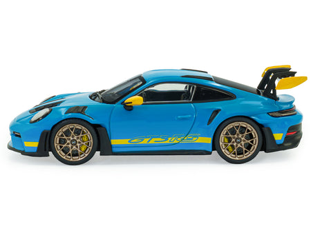 2023 Porsche 911 (992) GT3 RS "Tribute to 24 Hours of Daytona 2003" Riviera Blue with Yellow Stripes 1/43 Diecast Model Car by Solido