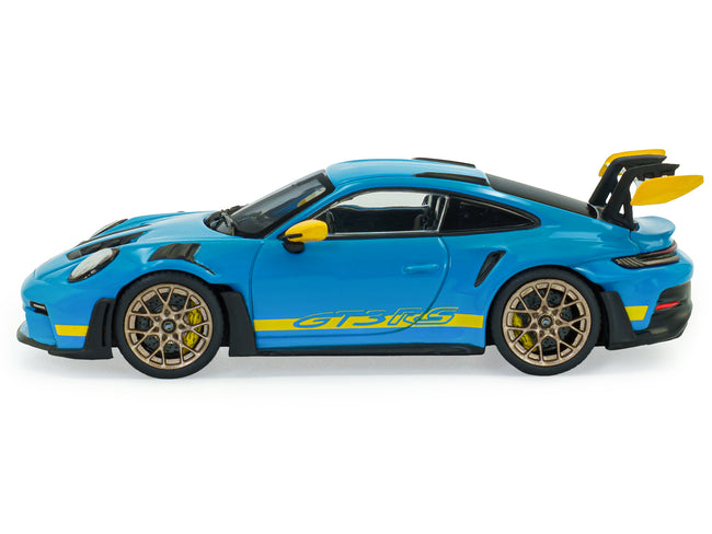 2023 Porsche 911 (992) GT3 RS "Tribute to 24 Hours of Daytona 2003" Riviera Blue with Yellow Stripes 1/43 Diecast Model Car by Solido