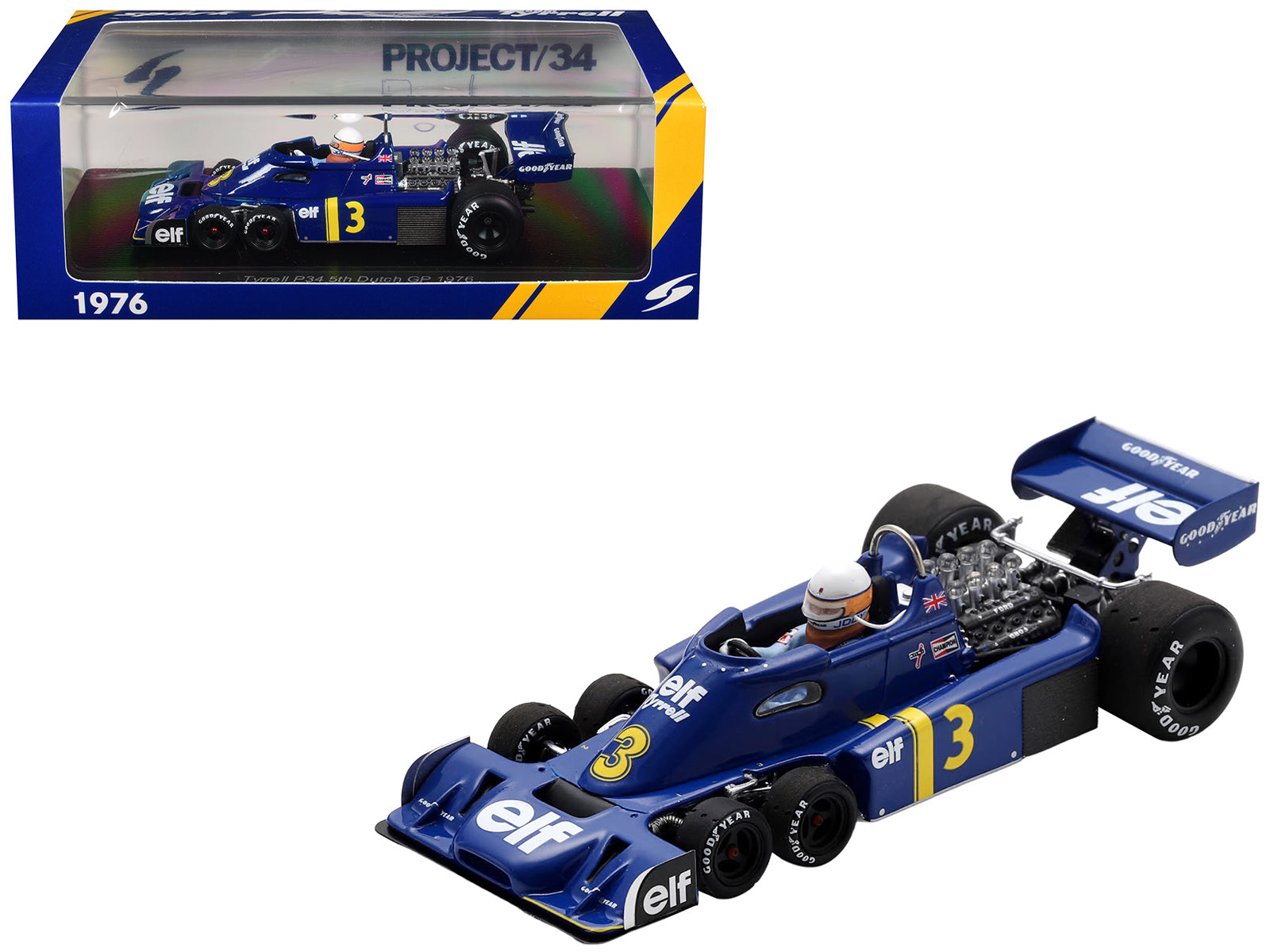Tyrrell P34 #3 Jody Scheckter Formula One F1 "Dutch GP" (1976) with Driver 1/43 Model Car by Spark