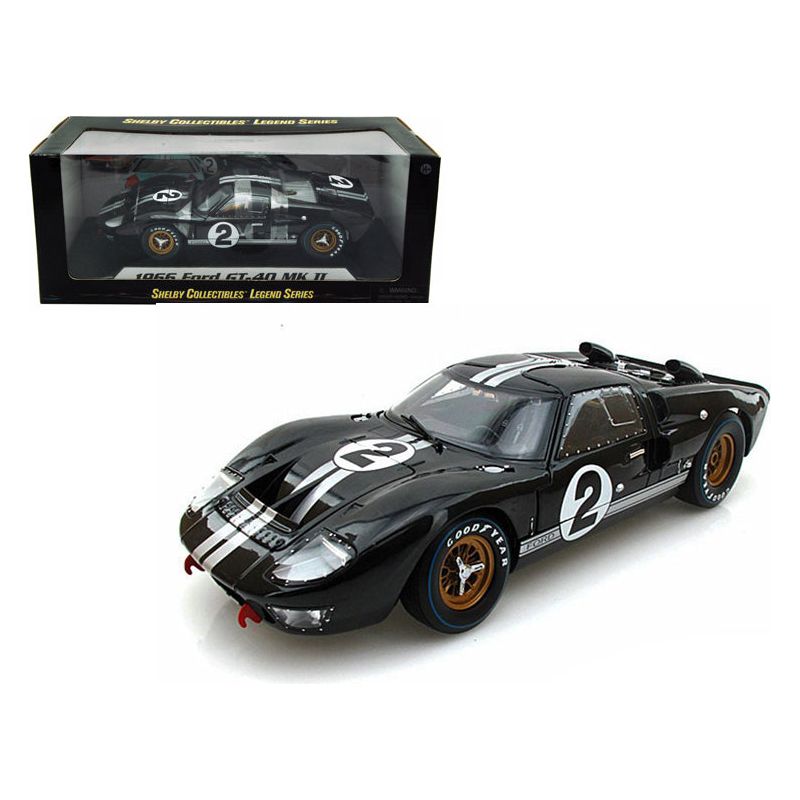 1966 Ford GT-40 MK II #2 Black 1/18 Diecast Model Car by Shelby Collectibles Diecast Shelby Collectibles