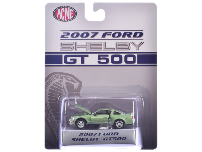 2007 Ford Shelby GT500 Lime Green Metallic with Silver Stripes "Shelby Collectibles" Series 1/64 Diecast Model Car by ACME