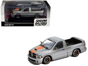 2003 Dodge Ram SRT-10 Pickup Truck Gray Metallic with Orange Stripes 1/64 Diecast Model Car by Shoom64 Models