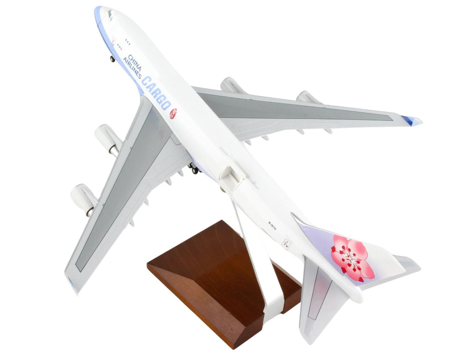 Boeing 747-400F Commercial Aircraft with Landing Gear "China Airlines Cargo" (B-18701) White with Purple Stripes (Snap-Fit) 1/200 Plastic Model by Skymarks