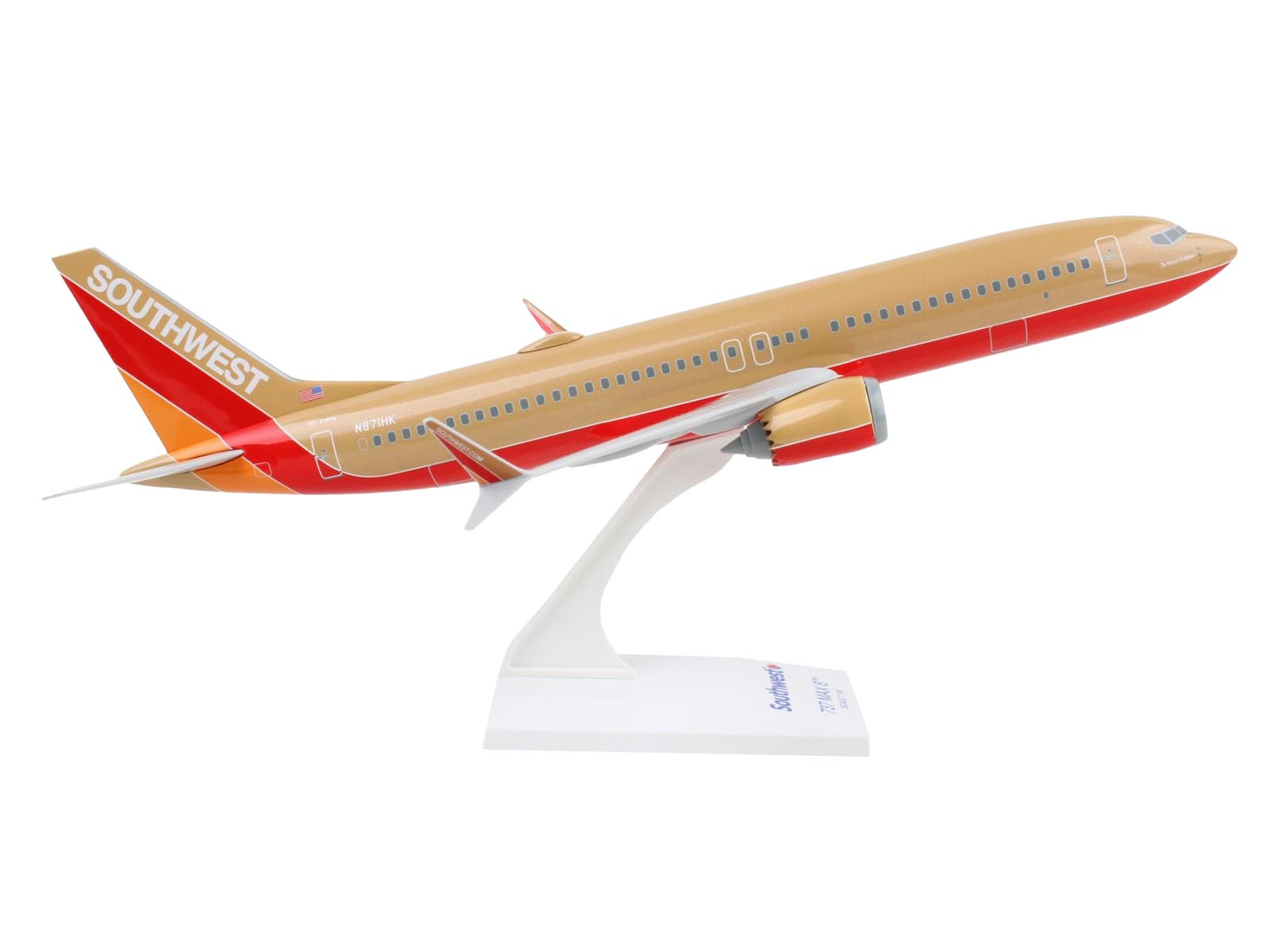 Boeing 737 MAX 8 Commercial Aircraft "Southwest Airlines" (N572UP) Tan with Red and Orange Stripes (Snap-Fit) 1/130 Plastic Model by Skymarks