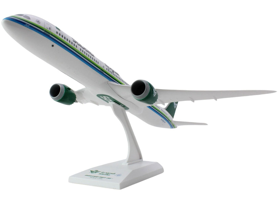 Boeing 787-10 Commercial Aircraft "Saudia Airlines" White with Green and Blue Stripes (Snap-Fit) 1/200 Plastic Model by Skymarks