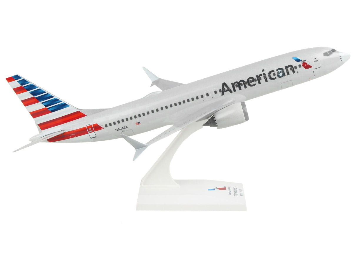 Boeing 737 MAX 8 Commercial Aircraft with Wi-Fi Dome "American Airlines" (N240SY) Gray with Red and Blue Tail (Snap-Fit) 1/130 Plastic Model by Skymarks