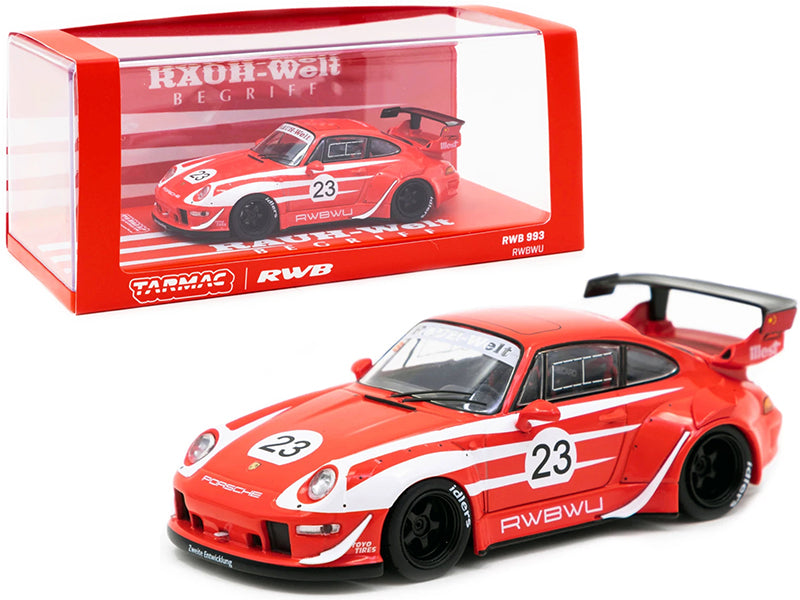 Porsche RWB 993 #23 "RWBWU" Red with White Stripes "RAUH-Welt BEGRIFF" 1/43 Diecast Model Car by Tarmac Works