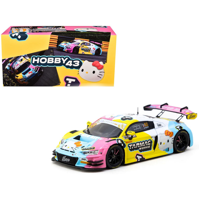 Audi R8 LMS GT3 Evo II #50 Adderly Fong "Macau GP Cup - Hello Kitty 50th Anniversary" "FIA GT World Cup" (2023) with Cards "Hobby43" Series 1/43 Diecast Model Car by Tarmac Works