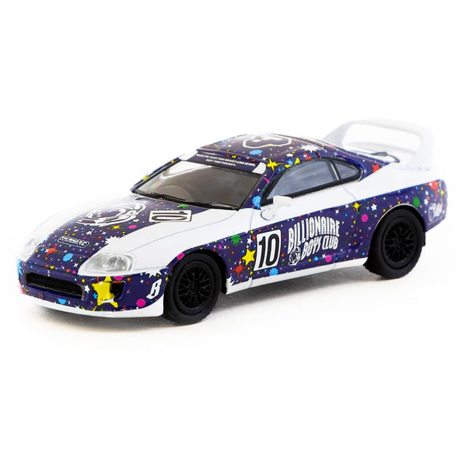 Toyota Supra RHD (Right Hand Drive) #10 "Billionaire Boys Club" Purple and White with Graphics "Hobby64" Series 1/64 Diecast Model Car by Tarmac Works