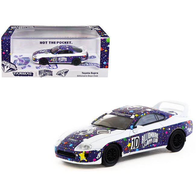 Toyota Supra RHD (Right Hand Drive) #10 "Billionaire Boys Club" Purple and White with Graphics "Hobby64" Series 1/64 Diecast Model Car by Tarmac Works