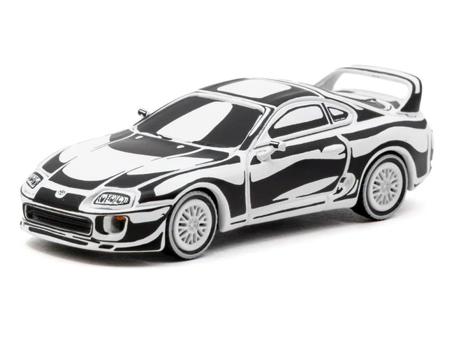 Toyota Supra "Designed by Joshua Vides" Black and White "Hobby64" Series 1/64 Diecast Model Car by Tarmac Works