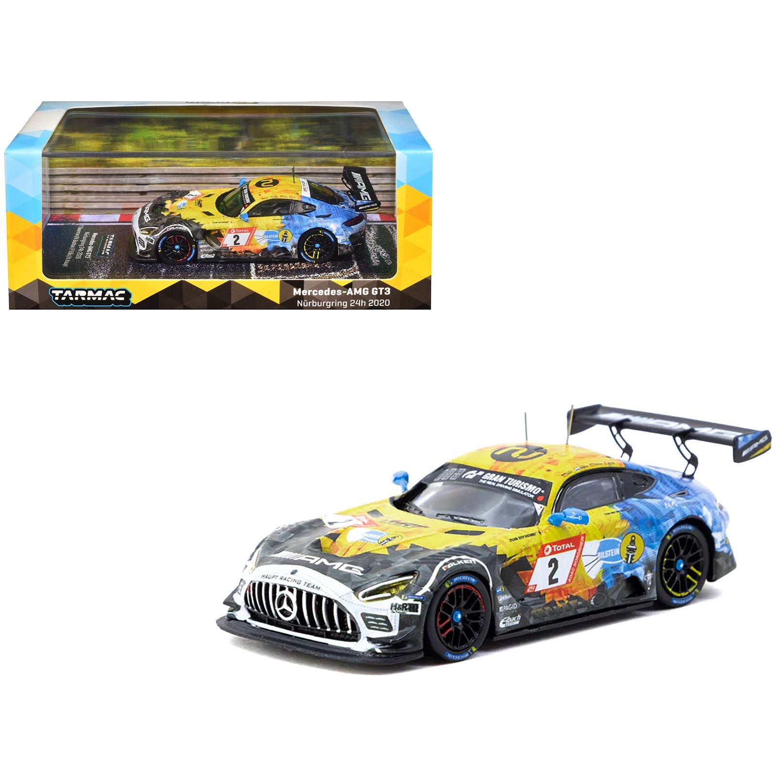 Mercedes-AMG GT3 #2 Yelmer Buurman - Nico Bastian - Philip Ellis - Hubert Haupt "24 Hours of Nurburgring" (2020) "Hobby64" Series 1/64 Diecast Model by Tarmac Works
