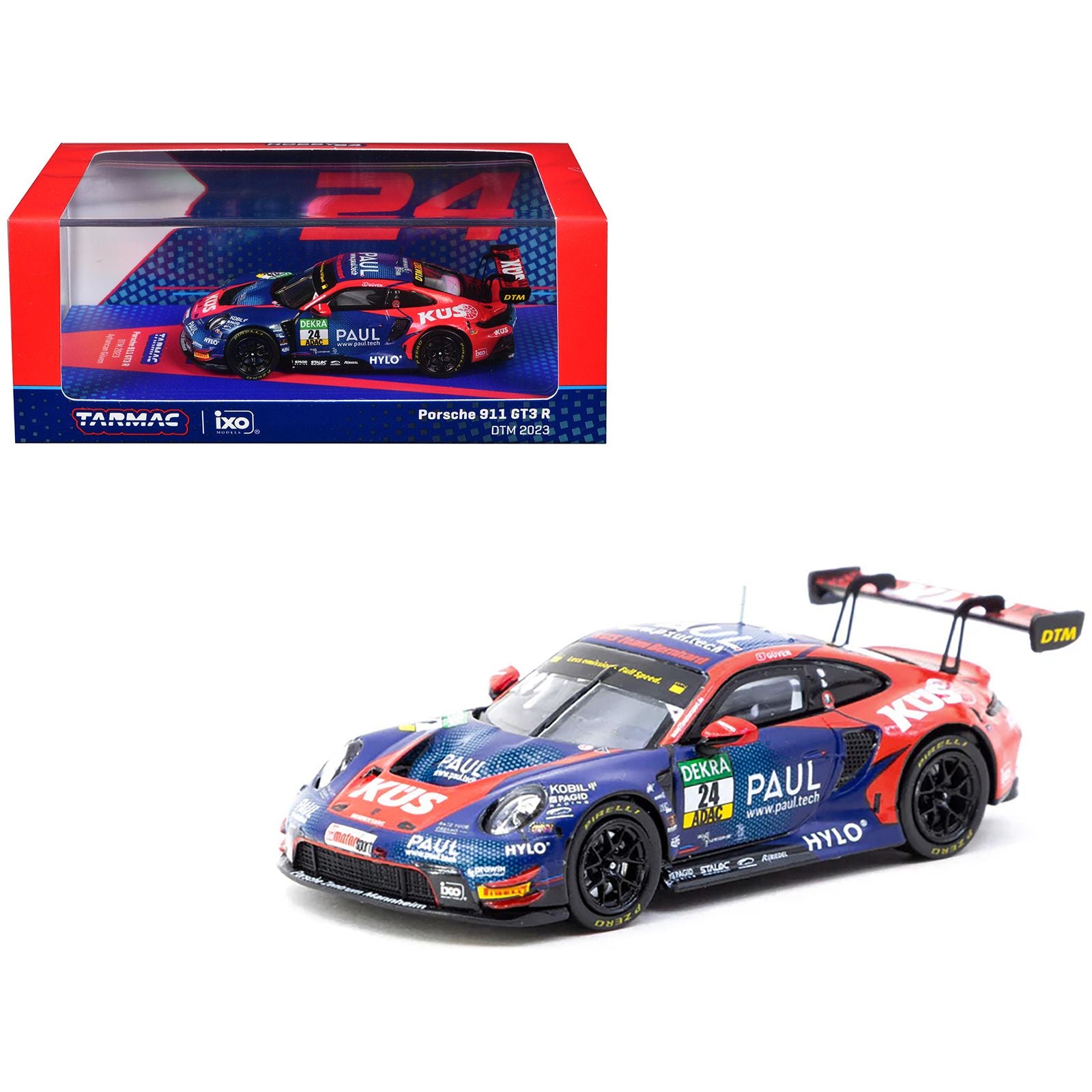 Porsche 911 GT3 R #24 Ayhancan Guven "KUS Team Bernhard" "Deutsche Tourenwagen Masters" (2023) "Hobby64" Series 1/64 Diecast Model by Tarmac Works